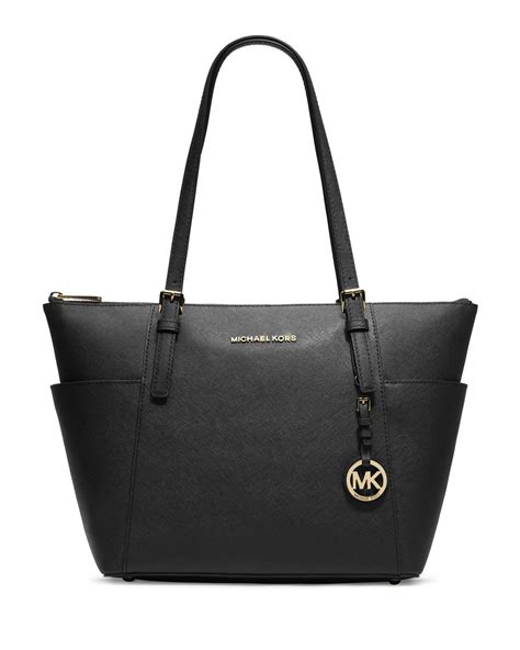 michael kors saffiano top zip tote black|Michael Kors sullivan medium tote.